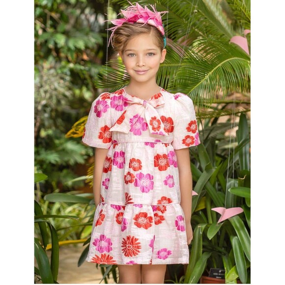 EIRENE PINK JACQUARD FLORAL DRESS Size 5-6 - Picture 1 of 13